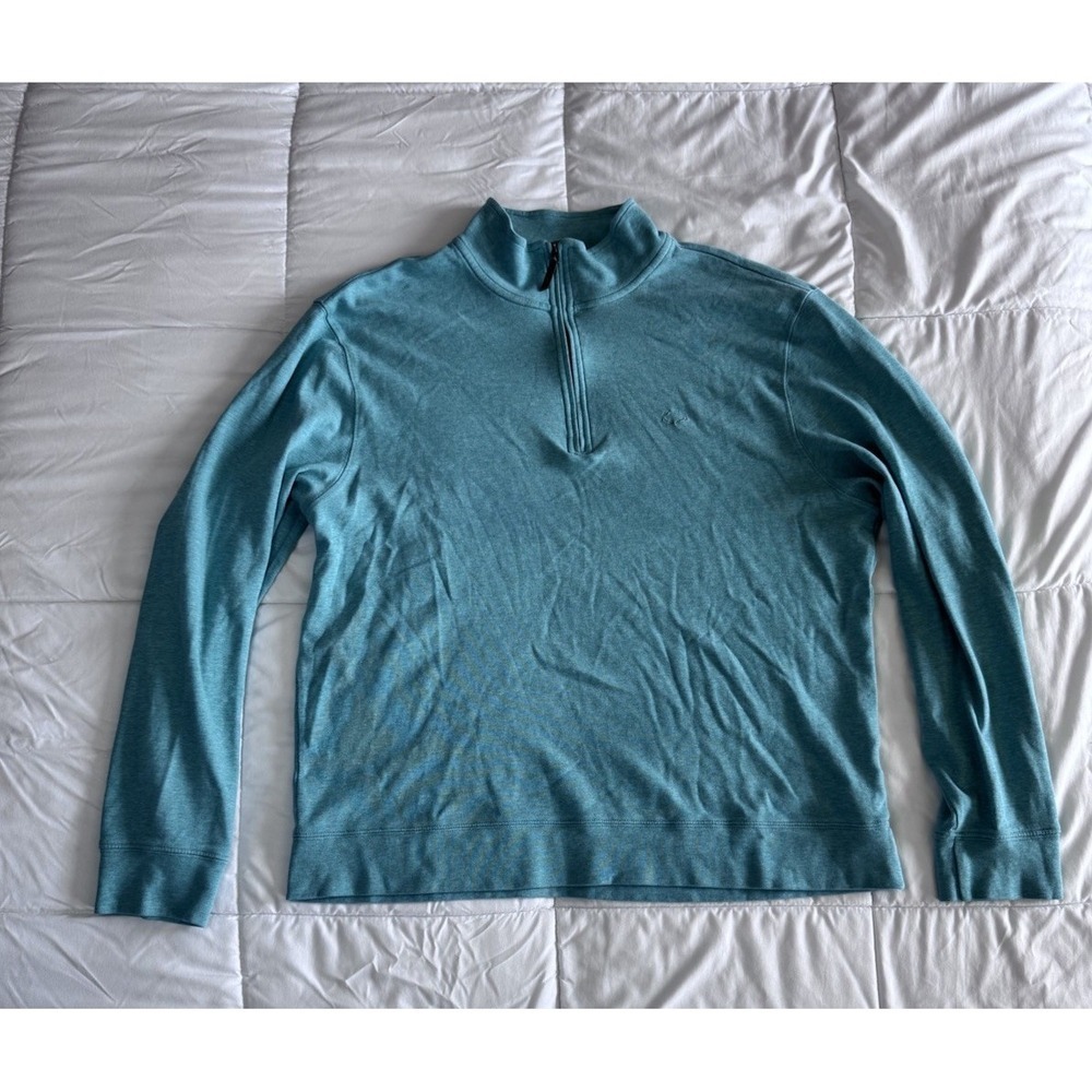 Biltmore Green Long Sleeve Polo Shirt Size Large 100% cotten 1/4 Zip Golf EUC